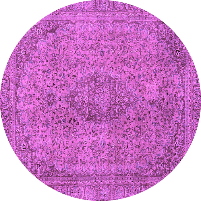 Round Abstract Purple Modern Rug, abs2110pur