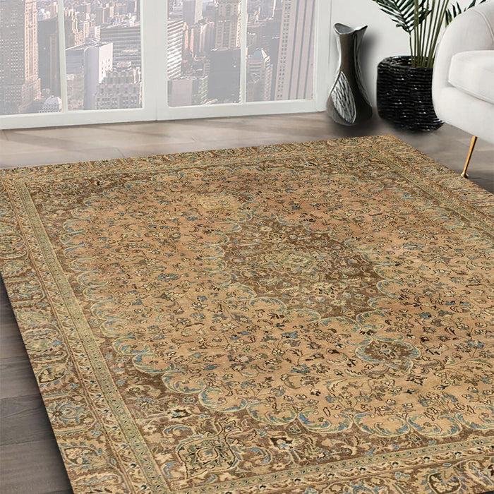 Machine Washable Abstract Light Brown Rug in a Family Room, wshabs2110