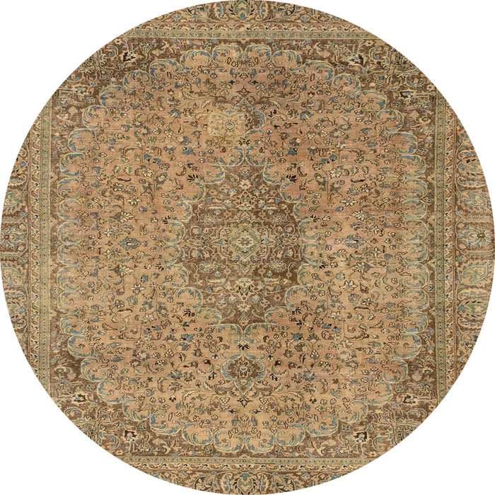 Round Abstract Light Brown Modern Rug, abs2110