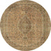 Round Abstract Light Brown Modern Rug, abs2110