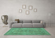 Machine Washable Abstract Turquoise Modern Area Rugs in a Living Room,, wshabs2110turq