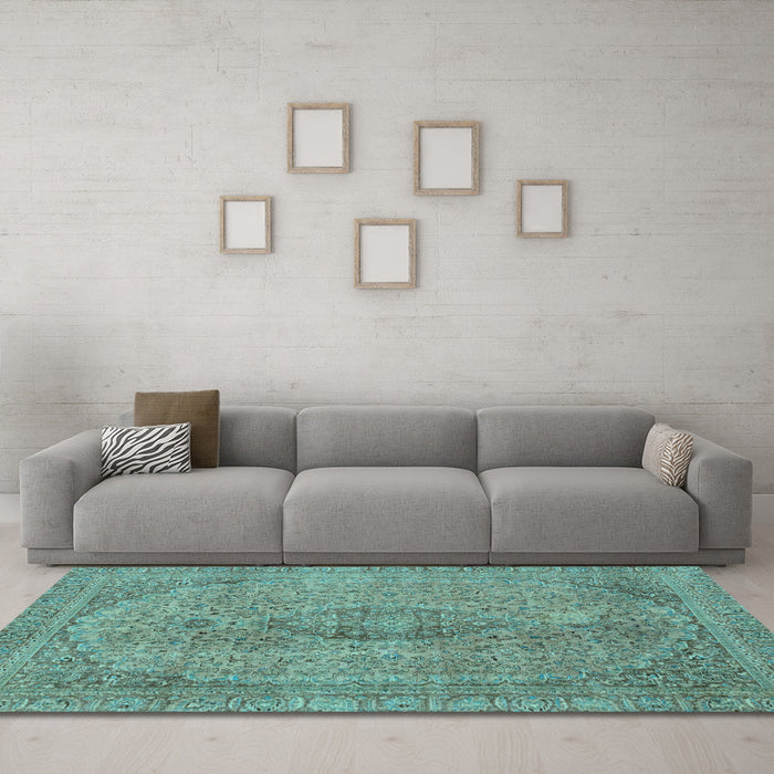Machine Washable Abstract Light Blue Modern Rug in a Living Room, wshabs2110lblu