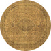 Round Abstract Brown Modern Rug, abs2110brn