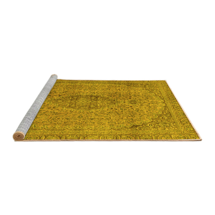 Sideview of Machine Washable Abstract Yellow Modern Rug, wshabs2110yw