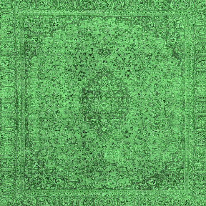 Square Machine Washable Abstract Emerald Green Modern Area Rugs, wshabs2110emgrn
