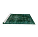 Sideview of Machine Washable Abstract Deep Teal Green Rug, wshabs2111