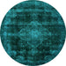 Round Abstract Light Blue Modern Rug, abs2111lblu