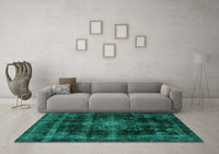 Machine Washable Abstract Turquoise Modern Rug, wshabs2111turq