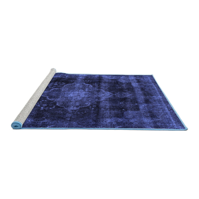 Sideview of Machine Washable Abstract Blue Modern Rug, wshabs2111blu