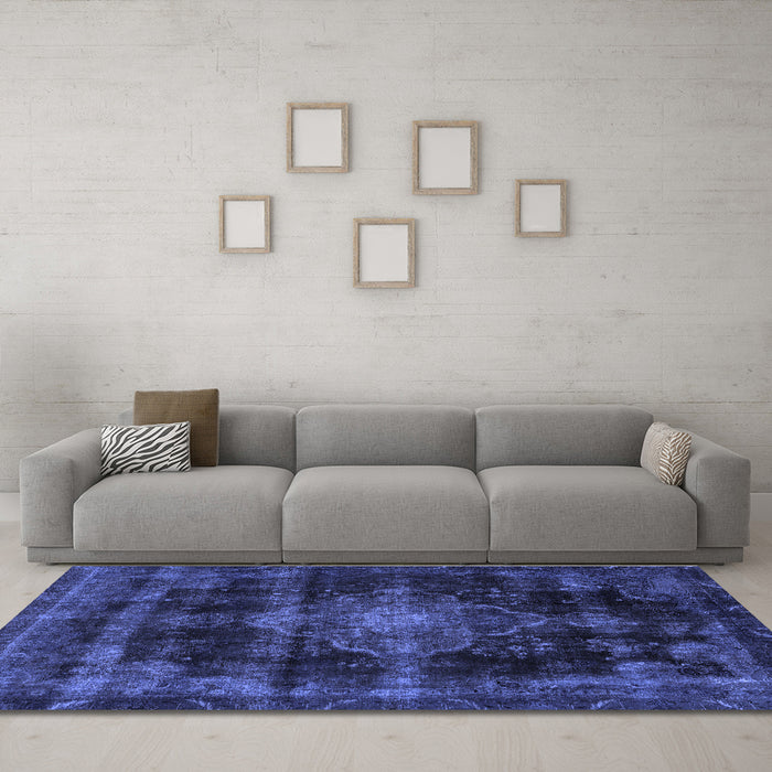 Machine Washable Abstract Blue Modern Rug in a Living Room, wshabs2111blu