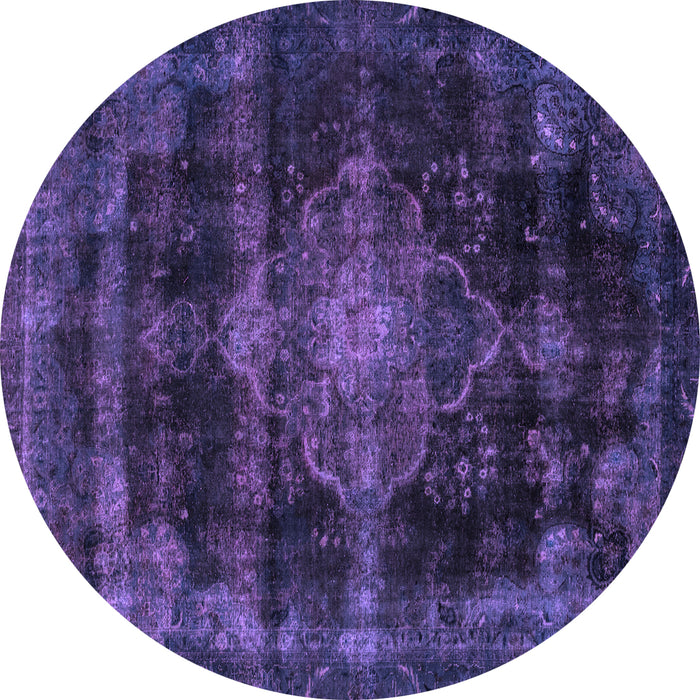 Round Abstract Purple Modern Rug, abs2111pur