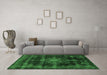 Machine Washable Abstract Emerald Green Modern Area Rugs in a Living Room,, wshabs2111emgrn