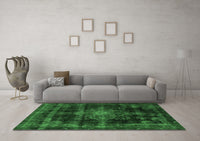 Machine Washable Abstract Emerald Green Modern Rug, wshabs2111emgrn