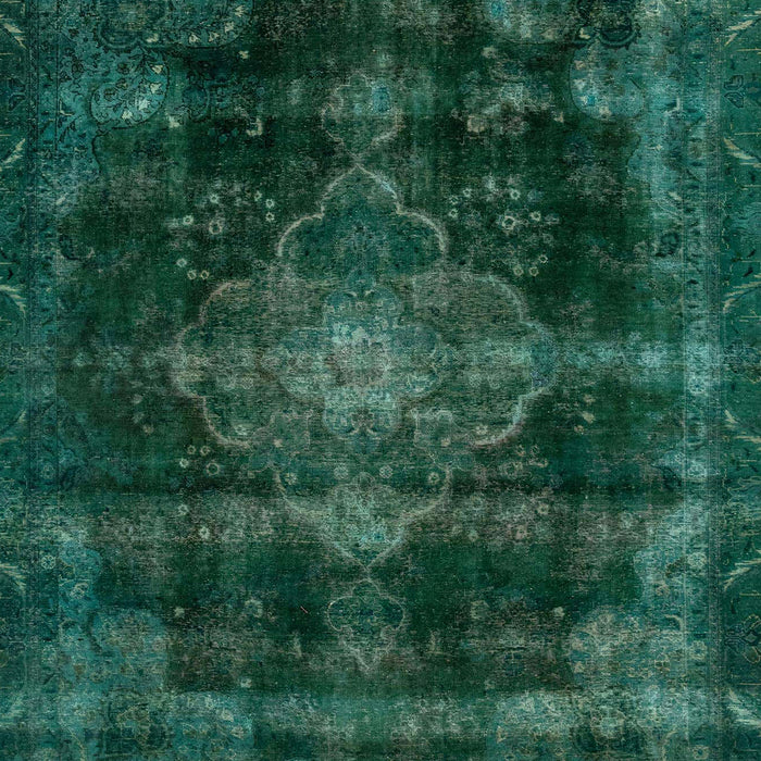 Machine Washable Abstract Deep Teal Green Rug, wshabs2111