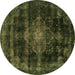 Round Abstract Brown Modern Rug, abs2111brn