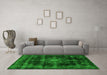 Machine Washable Abstract Green Modern Area Rugs in a Living Room,, wshabs2111grn