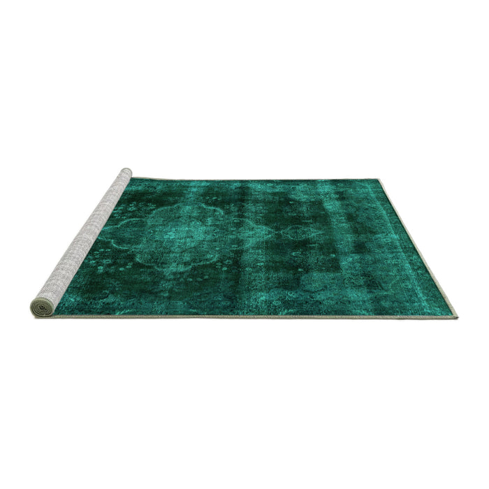 Sideview of Machine Washable Abstract Turquoise Modern Area Rugs, wshabs2111turq