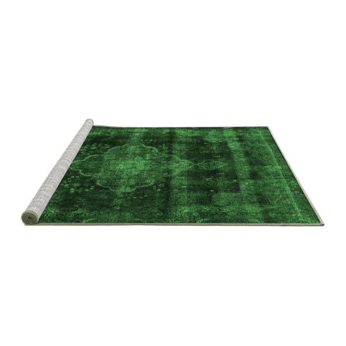 Sideview of Machine Washable Abstract Emerald Green Modern Area Rugs, wshabs2111emgrn