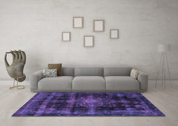 Machine Washable Abstract Purple Modern Area Rugs in a Living Room, wshabs2111pur