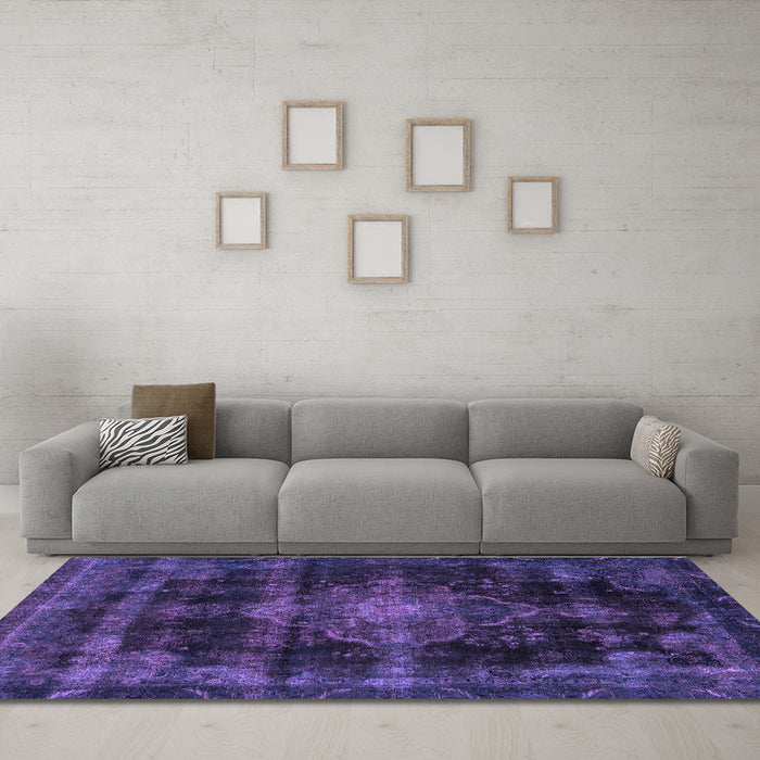 Machine Washable Abstract Purple Modern Area Rugs in a Living Room, wshabs2111pur