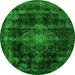 Round Abstract Green Modern Rug, abs2111grn