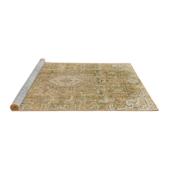 Sideview of Machine Washable Abstract Bronze Brown Rug, wshabs2112