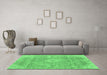 Machine Washable Abstract Emerald Green Modern Area Rugs in a Living Room,, wshabs2112emgrn