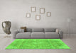 Machine Washable Abstract Green Modern Area Rugs in a Living Room,, wshabs2112grn