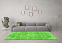 Machine Washable Abstract Green Modern Rug, wshabs2112grn