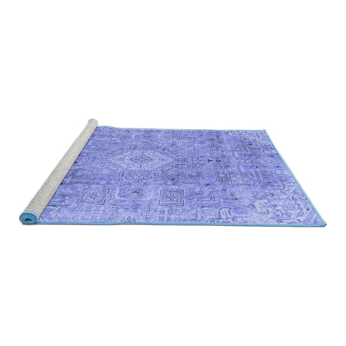 Sideview of Machine Washable Abstract Blue Modern Rug, wshabs2112blu