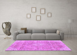 Machine Washable Abstract Purple Modern Area Rugs in a Living Room, wshabs2112pur