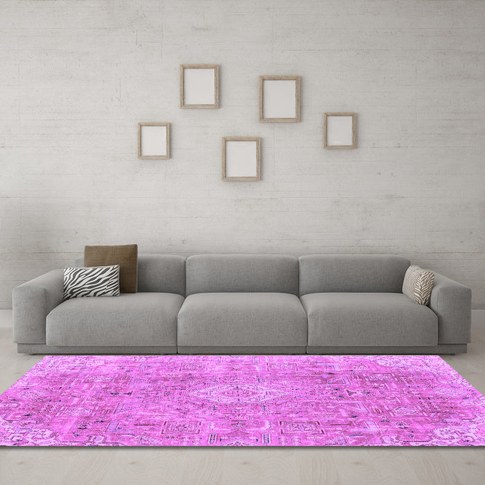 Machine Washable Abstract Purple Modern Area Rugs in a Living Room, wshabs2112pur