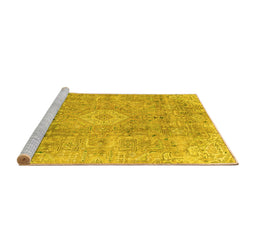 Sideview of Machine Washable Abstract Yellow Modern Rug, wshabs2112yw