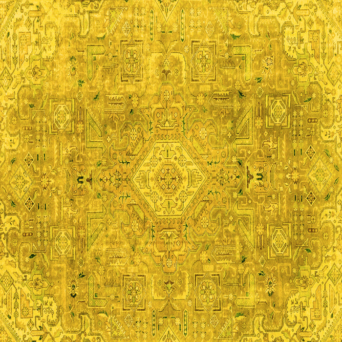 Square Abstract Yellow Modern Rug, abs2112yw