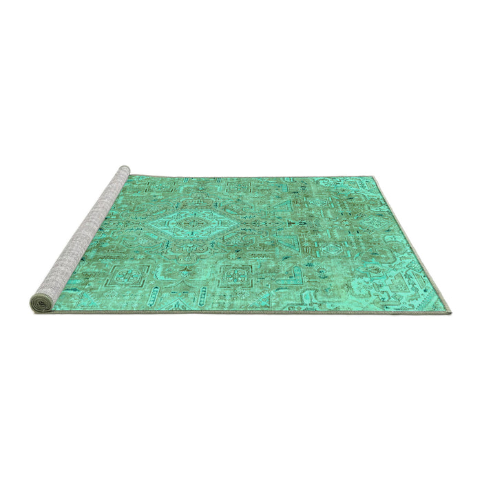 Sideview of Machine Washable Abstract Turquoise Modern Area Rugs, wshabs2112turq