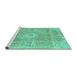 Sideview of Machine Washable Abstract Turquoise Modern Area Rugs, wshabs2112turq