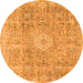 Round Abstract Orange Modern Rug, abs2112org