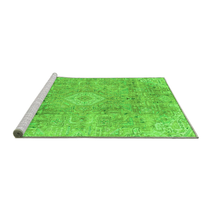 Sideview of Machine Washable Abstract Green Modern Area Rugs, wshabs2112grn