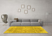 Machine Washable Abstract Yellow Modern Rug in a Living Room, wshabs2112yw