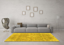 Machine Washable Abstract Yellow Modern Rug in a Living Room, wshabs2112yw