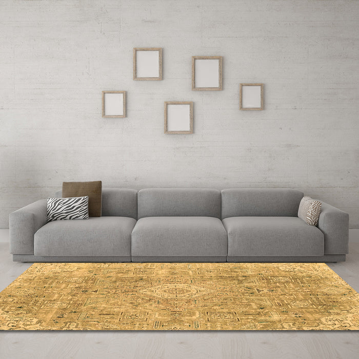 Machine Washable Abstract Brown Modern Rug in a Living Room,, wshabs2112brn