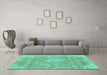 Machine Washable Abstract Turquoise Modern Area Rugs in a Living Room,, wshabs2112turq