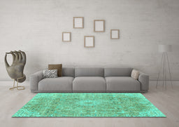 Machine Washable Abstract Turquoise Modern Area Rugs in a Living Room,, wshabs2112turq