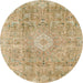 Round Machine Washable Abstract Bronze Brown Rug, wshabs2112