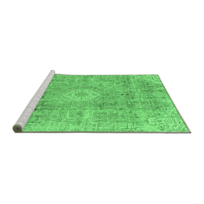 Sideview of Machine Washable Abstract Emerald Green Modern Area Rugs, wshabs2112emgrn