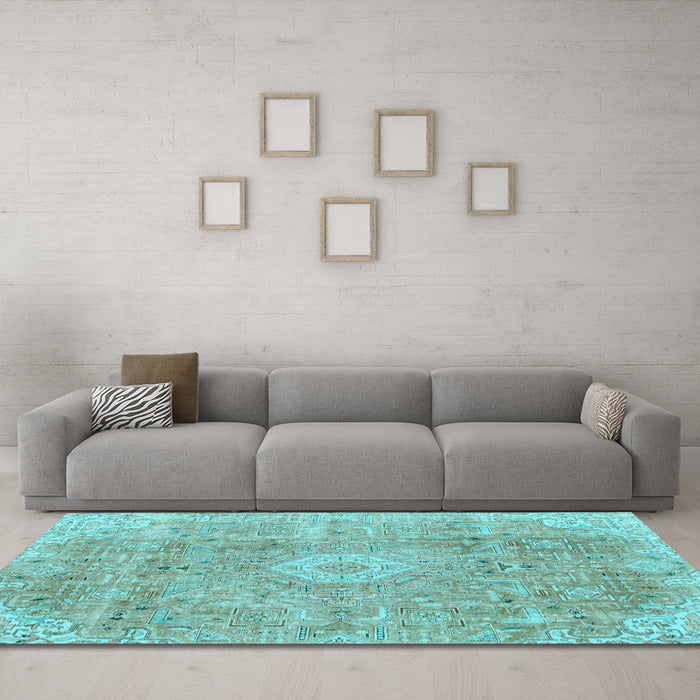 Machine Washable Abstract Light Blue Modern Rug in a Living Room, wshabs2112lblu