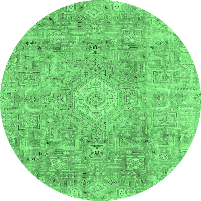 Round Abstract Emerald Green Modern Rug, abs2112emgrn
