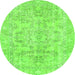 Round Abstract Green Modern Rug, abs2113grn