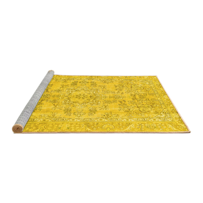 Sideview of Machine Washable Abstract Yellow Modern Rug, wshabs2113yw
