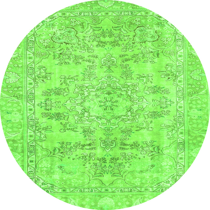 Round Machine Washable Abstract Green Modern Area Rugs, wshabs2113grn